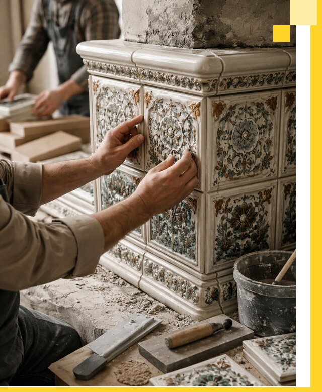 Изразцовые камины под ключ в Ахтубинске: проект и монтаж