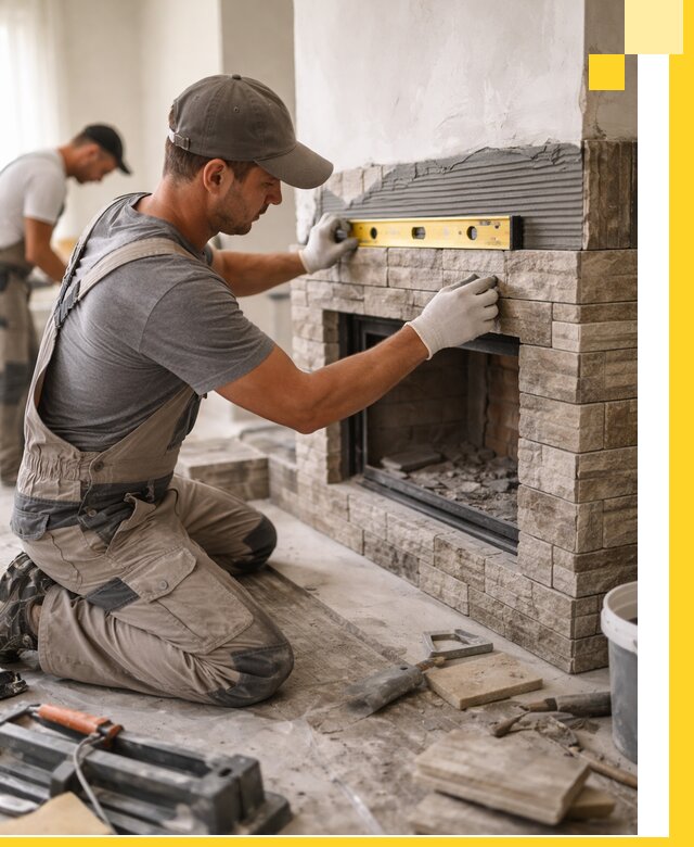 Облицовка каминов в Ахтубинске, монтаж и отделка натуральным камнем