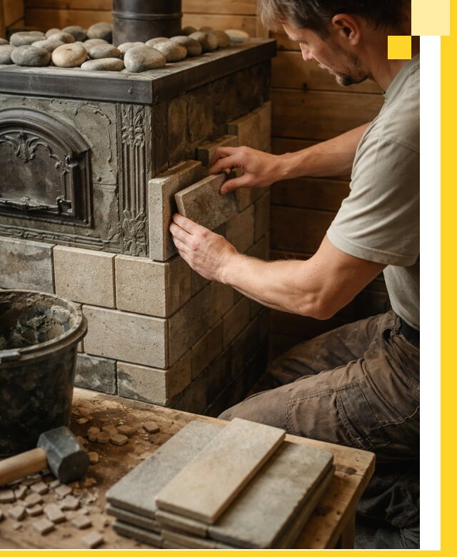 Облицовка банных печей в Ахтубинске профессиональная отделка