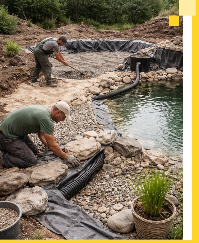 Строительство природных бассейнов и озер в Ахтубинске под ключ