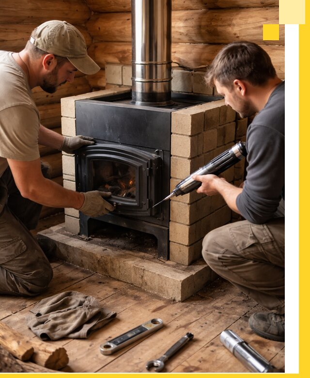 Монтаж и установка печи в бане под ключ с гарантией в Ахтубинске