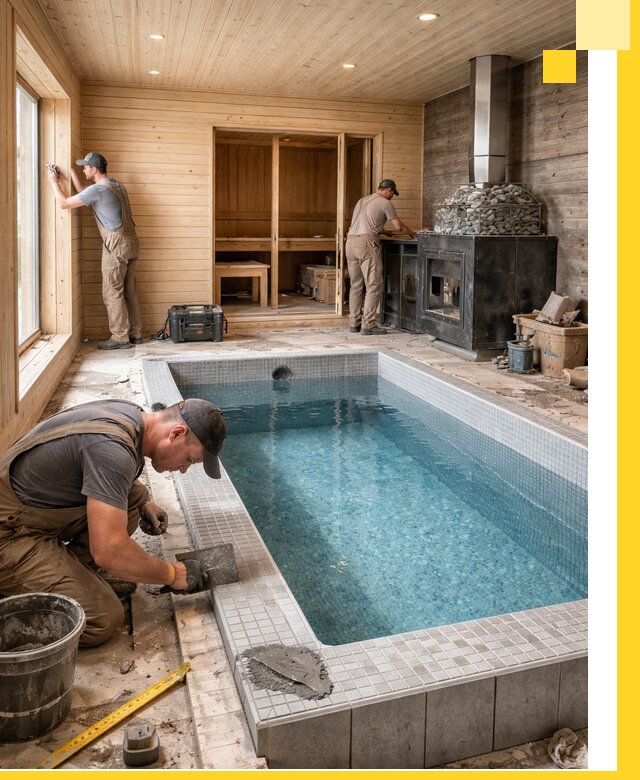 Проект бани с бассейном и сауной в Ахтубинске под ключ