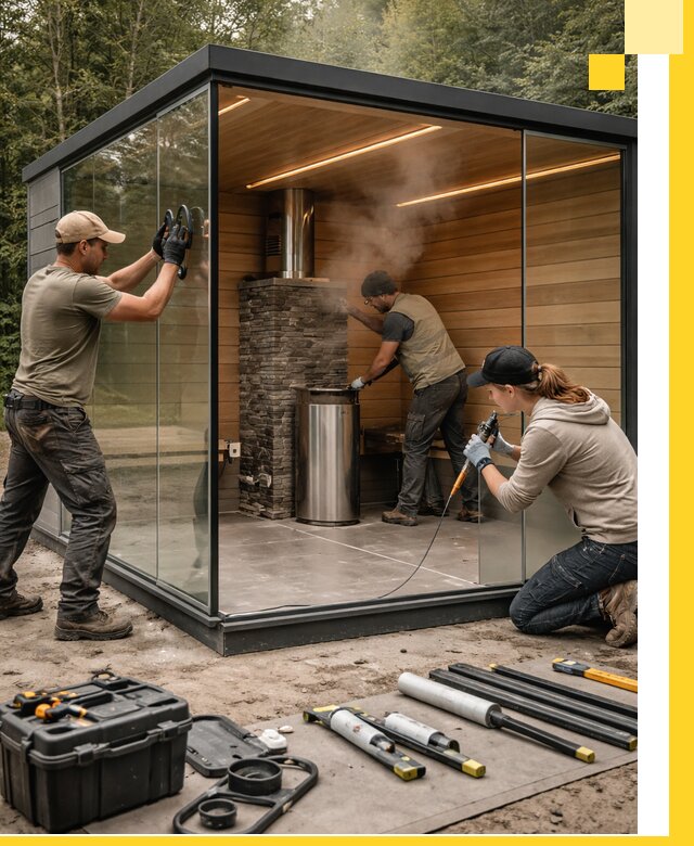 Проектирование и строительство стеклянных бань в Ахтубинске