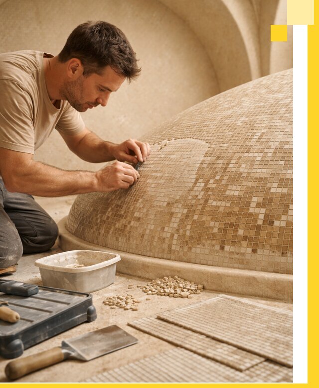 Профессиональная укладка мозаики для хамама под ключ в Ахтубинске