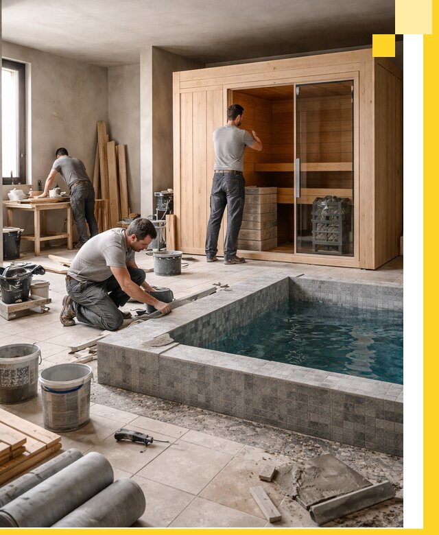 SPA зоны под ключ с бассейном сауной и печью в Ахтубинске